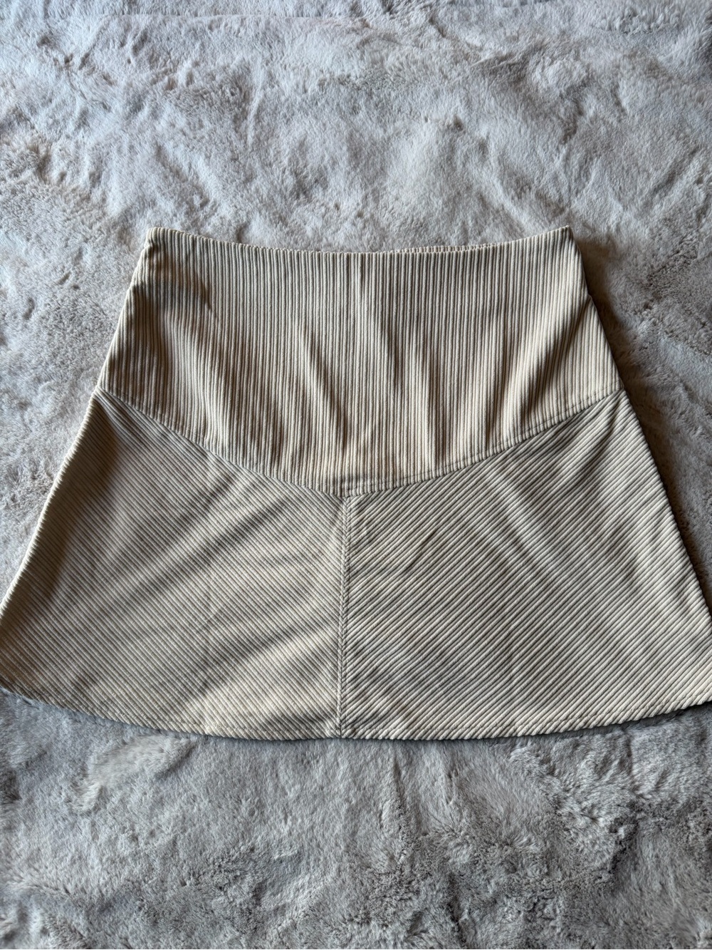 Women’s Soft Cream Ribbed A-Line Skirt